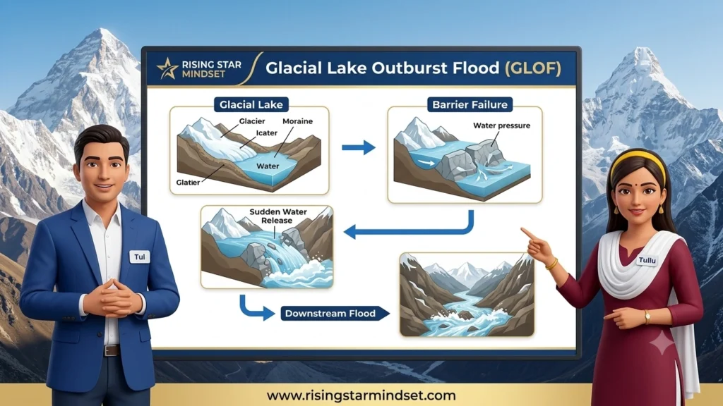 GLOF = Glacial Lake Outburst Flood
