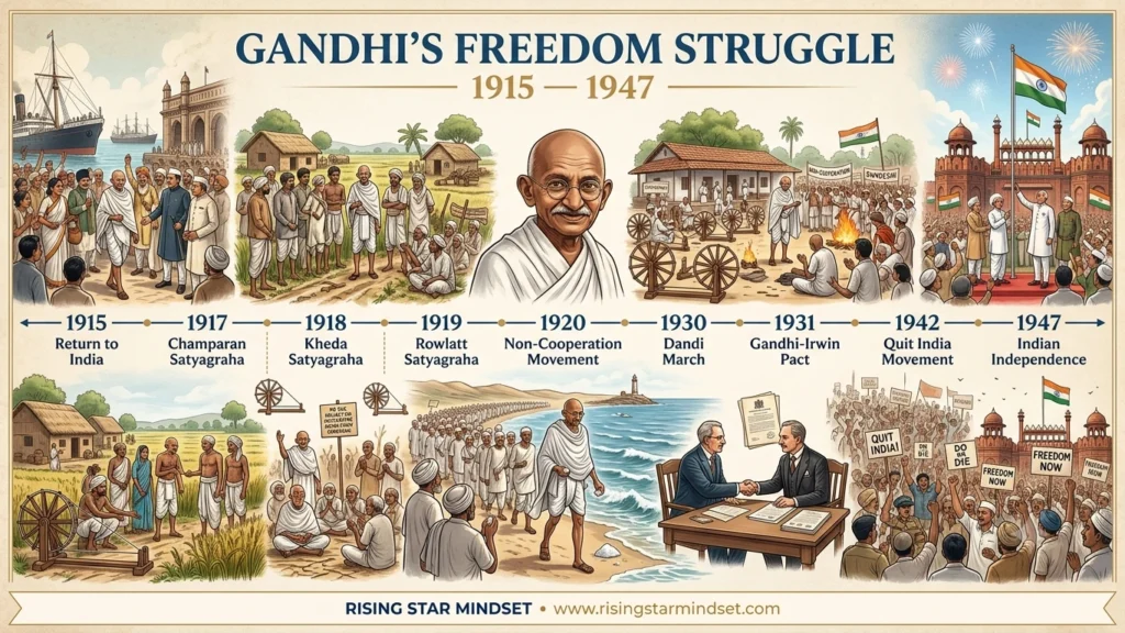Gandhi's Freedom Struggle Timeline: 1915–1947